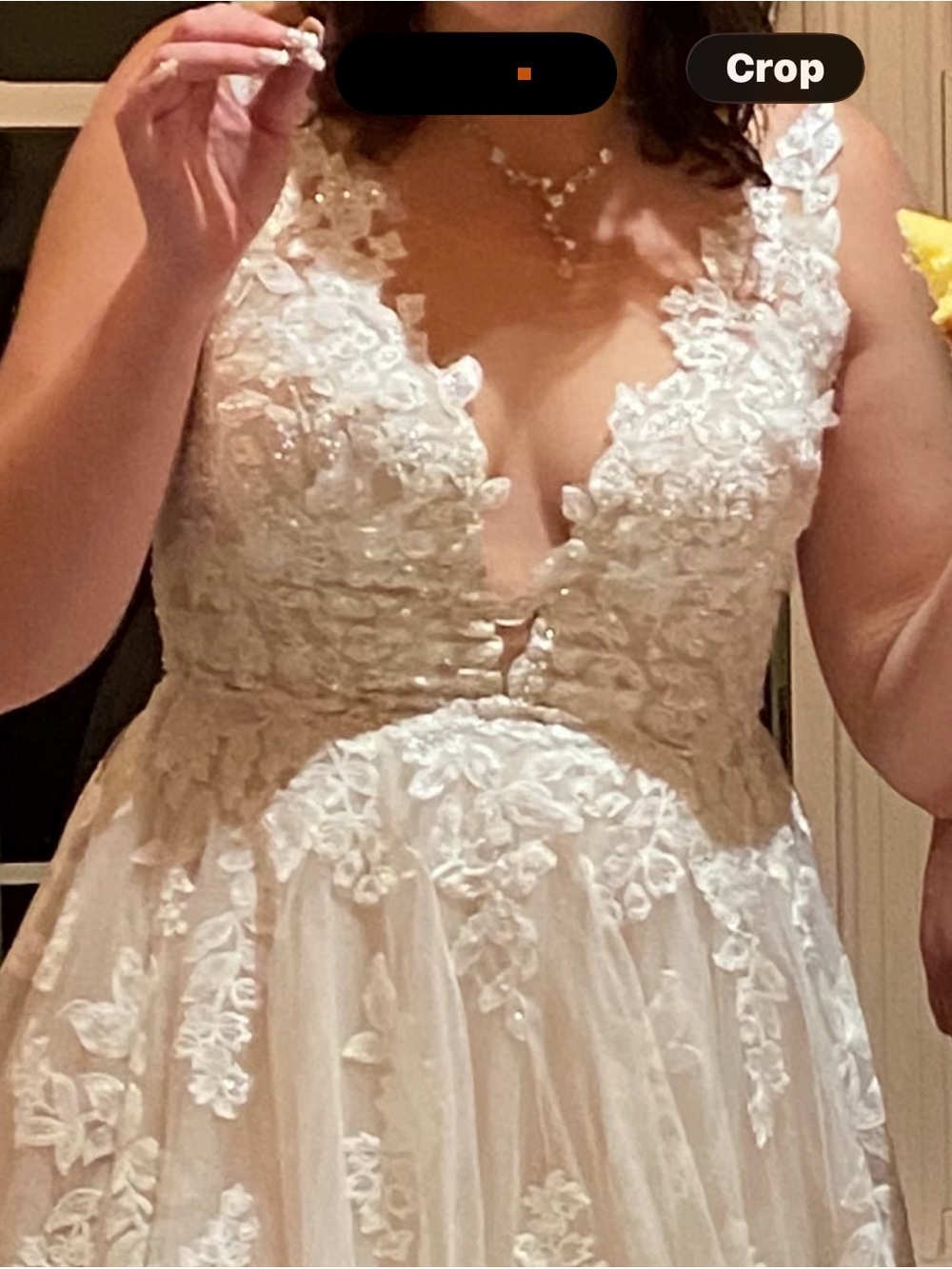 Oleg Cassini Blush and Ivory Lace A-Line Wedding Gown size 14 true to size - Picture 2 of 16
